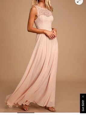 true love blush pink beaded rhinestone maxi dress Hand Beaded Short Sleeve Floral Godet Gown In Blush Pink main image 1